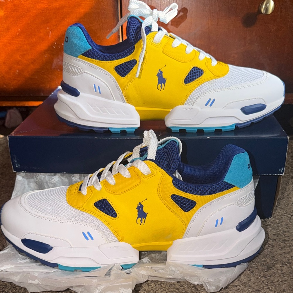 Ralph Lauren Polo blue, Yellow & White Athletic Sneakers size 11.5